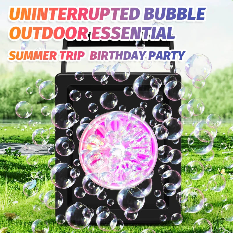 Hole Fully Automatic Bubble Blowing Handheld Electric Bubble Machine Toy Outdoor Birthday Without Battery And Bubble Water