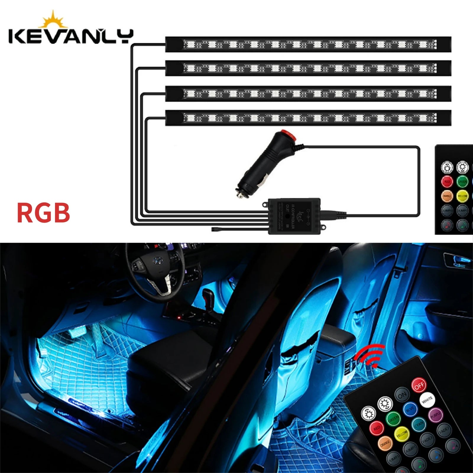 -in- RGB LED Foot Light App & Remote Control Motorcycle & Car Accent Lighting