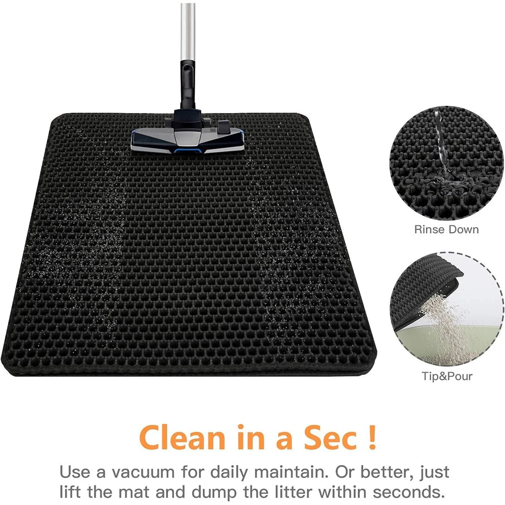 Cat Litter Mat Double Layer Waterproof Urine Proof Trapping Mat Easy to Clean Non-Slip Toilet Pad Cat Scratch Pad Large Foot Pad - Zecs shopping