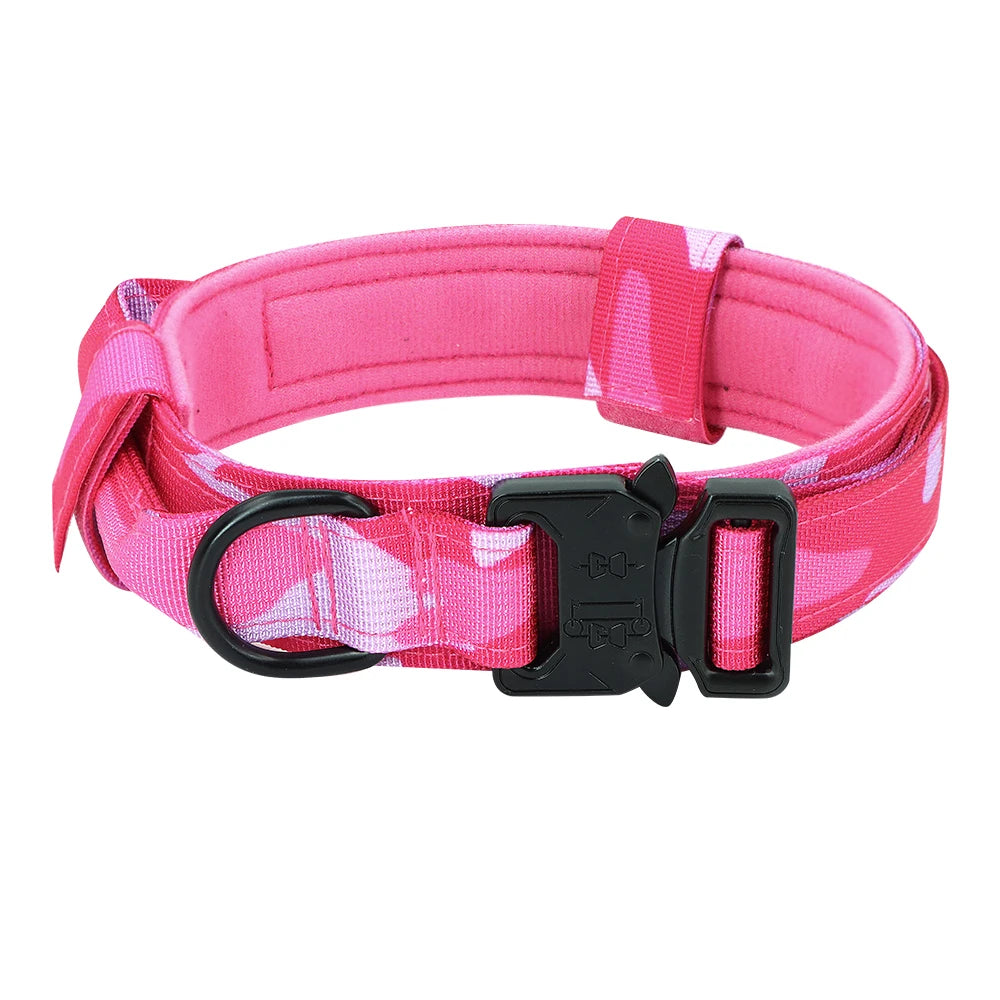 Tactical Military Dog Collar Adjustable Nylon Dog Collar with Control Handle and Metal Buckle for Medium and Large Dogs - Zecs shopping