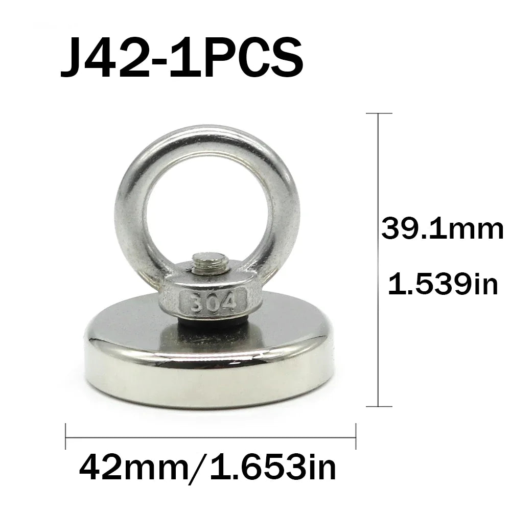 mm Neodymium Fishing Magnet Heavy Duty Rare Earth Magnet with Countersunk Hole Eyebolt Salvage Magnetic