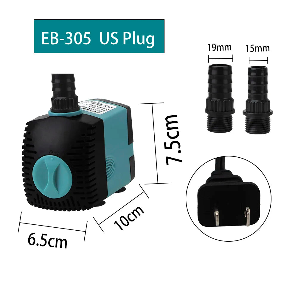 Fish Tank Fountain Energy-saving Aquarium Pump Ultra-Quiet Filter Fish Pond EU/US Plug 3/10/25W Submersible Water Pump - Zecs shopping