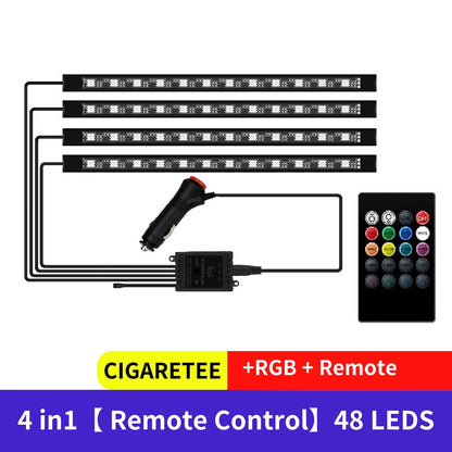 4-in-1 RGB LED Foot Lights – App & Remote Control Car & Motorcycle Interior Lighting