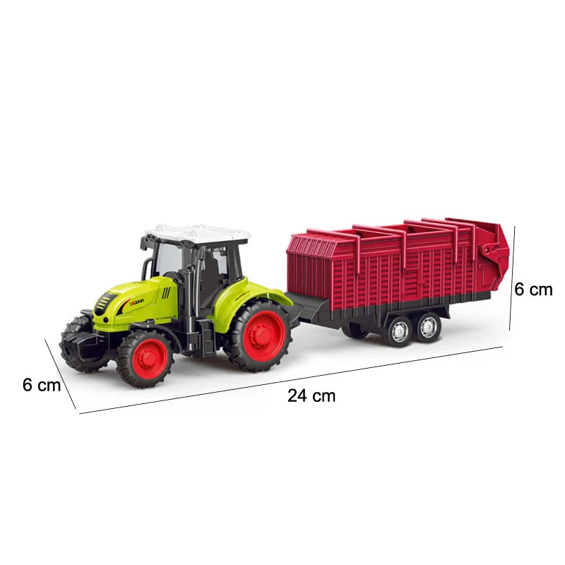 Farm Tractor & Pulverizer Toy Inertia Car & Educational Engineering Toy for Kids