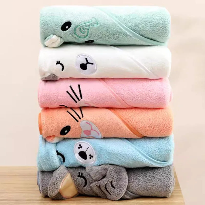 Cute Bath Towel for Baby Soft Absorbent Towel Newborn Swaddle Wrap Baby Blankets for Girls Boys - Zecs shopping