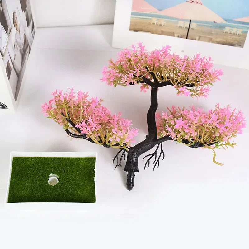 Artificial Plants Bonsai Small Tree Pot Fake Plant Flowers Potted Ornaments For Home Room Table Decoration Hotel Garden Decor - Zecs shopping