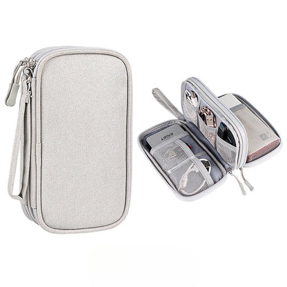 Portable Digital Accessories Organizer Bag – Double Layer Travel Storage Case for USB Cables, Earphones & Power Bank