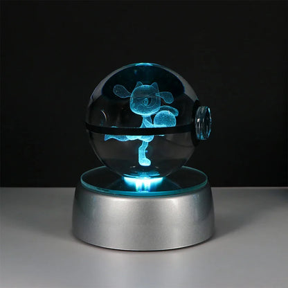 Pokemon 3D Crystal Ball LED Night Light – Pikachu, Gengar, Eevee & Mewtwo Collectible Lamp