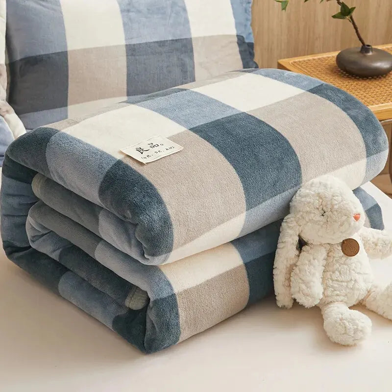 Extra Soft Flannel Blanket Thickened Nap Air Conditioning Blanket - Zecs shopping