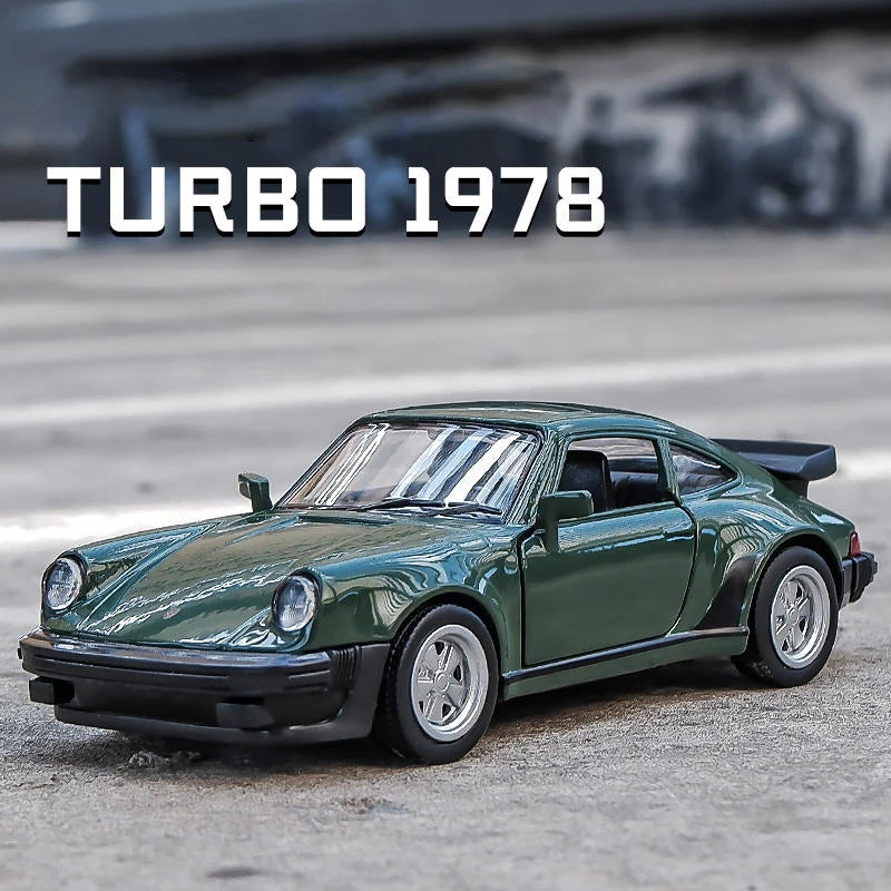 Makeda Scale Porsche Turbo Toy Car Model Alloy Diecast Retro Racing With Pull Back Scale Model For Boy Gift Collection