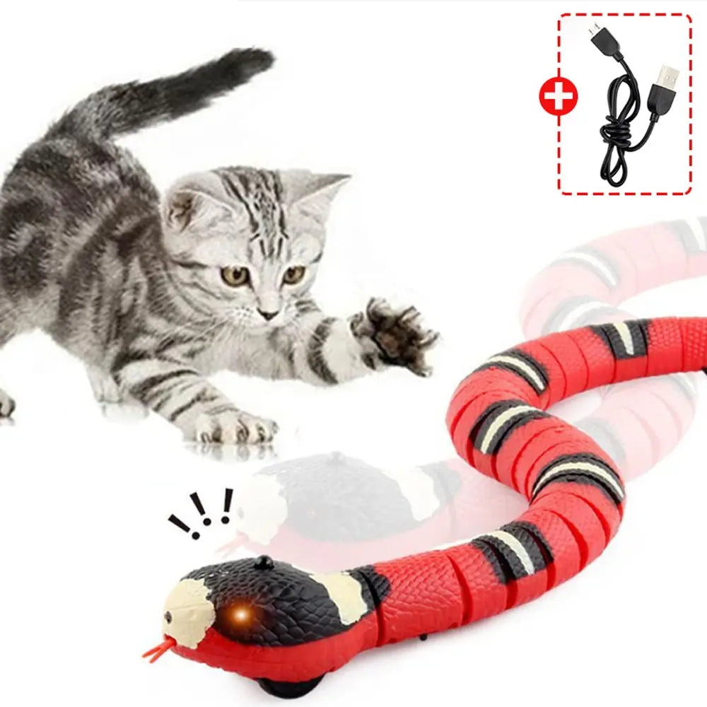 Smart Sensing Cat Toys Interactive Automatic Eletronic Snake Cat Teaser Indoor Play Kitten Toy USB Rechargeable for Cats Kitten - Zecs shopping
