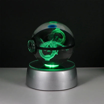 Pokemon 3D Crystal Ball LED Night Light – Pikachu, Gengar, Eevee & Mewtwo Collectible Lamp