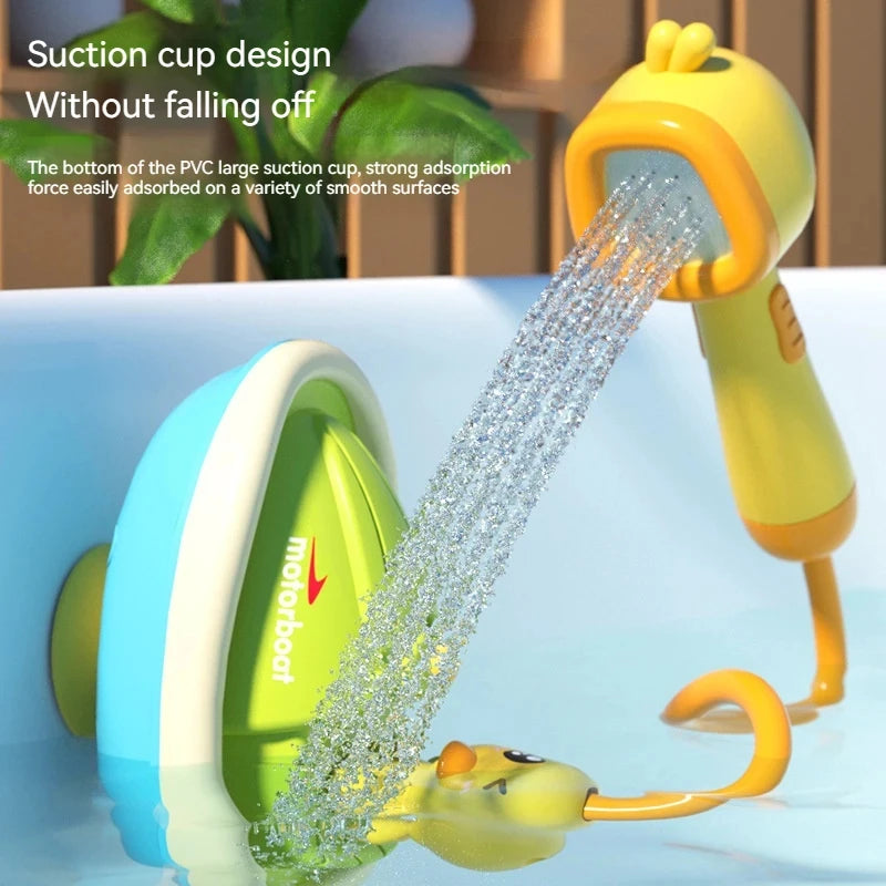 Cute Duck Bathtub Boat Toy Automatic Water Spray Sensory Toy for Toddlers & Babies