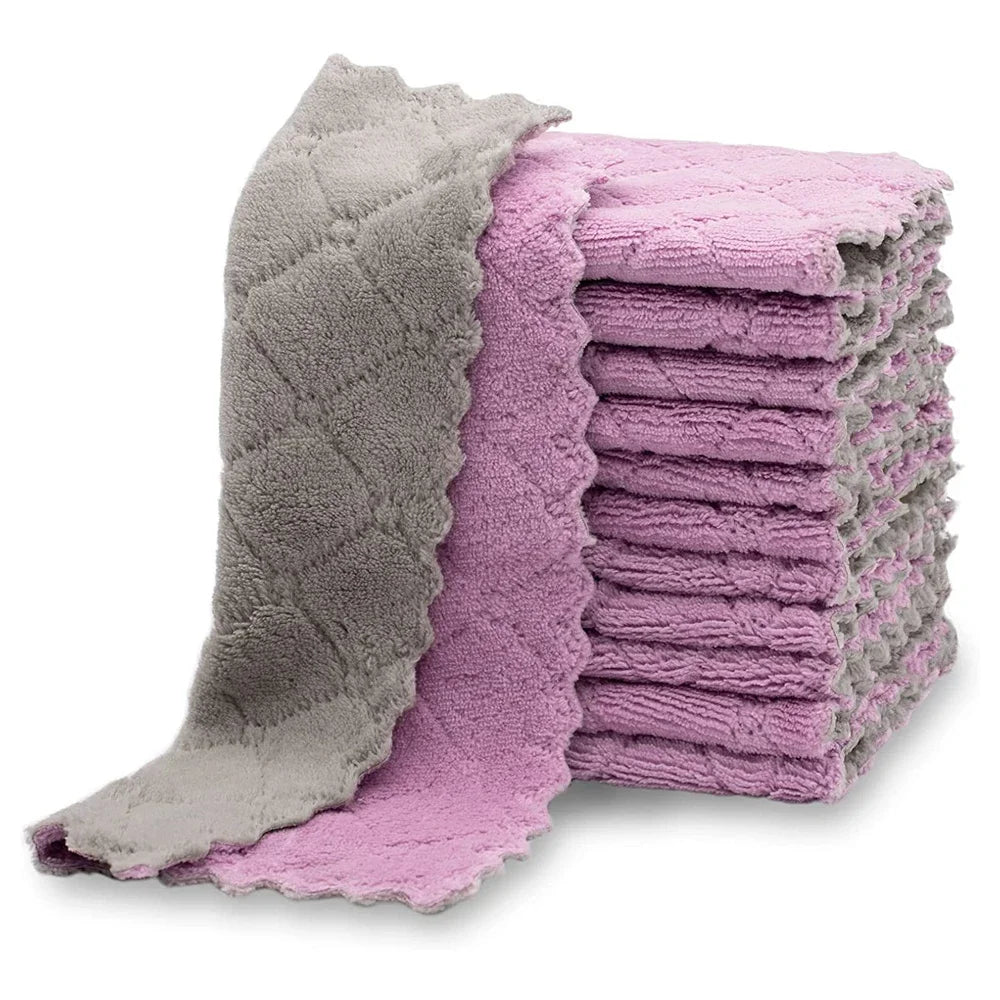 pcs Microfiber Kitchen Cloth Dish Towels Super Absorbent Coral Velvet Dishtowels Nonstick Oil Washable Fast Drying