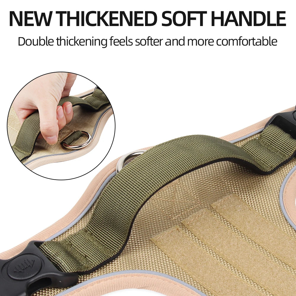 Reflective Adjustable Dog Harness for Medium Large Dog Labrador Army Oxford Cloth Training Vest Walk The Dog Comfortable Durable
