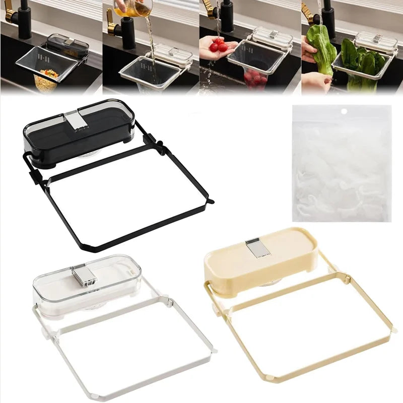 Kitchen Sink Filter Rack With pcs Net Filter Bag Foldable Multi-Purpose Drainage Basket Leftovers Soup Food Drainer Shelf