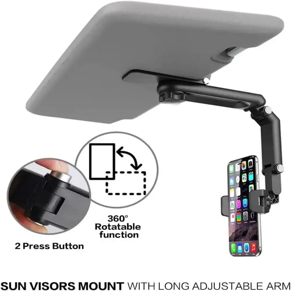 Sun Visor Phone Holder Multifunctional Car Mount for iPhone Samsung & Android