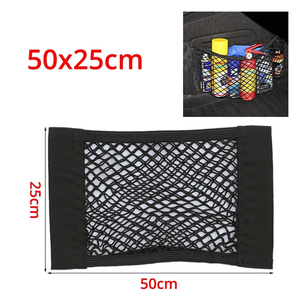 Car Back Rear Trunk Organizer Net Mesh Seat Elastic String Magic Sticker Universal Storage Bag Pocket Auto Accessories Put Paper - Zecs shopping