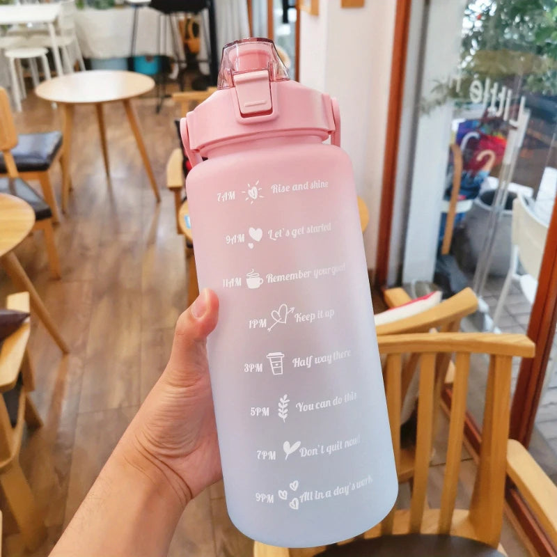 2l/900ml Water Bottle Liter Stay Hydrated Motivated Leakproof Plastic Sport Bottle Reminder Times Sports Outdoor Fitness Office - Zecs shopping