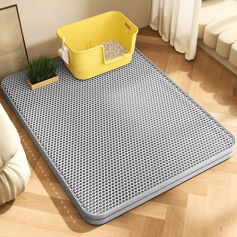 Extra Large Cat Litter Mat Heavy Duty Waterproof 2 Layer Non Slip Washable Pet Floor Protector Litter Box Sand Stopper - Zecs shopping