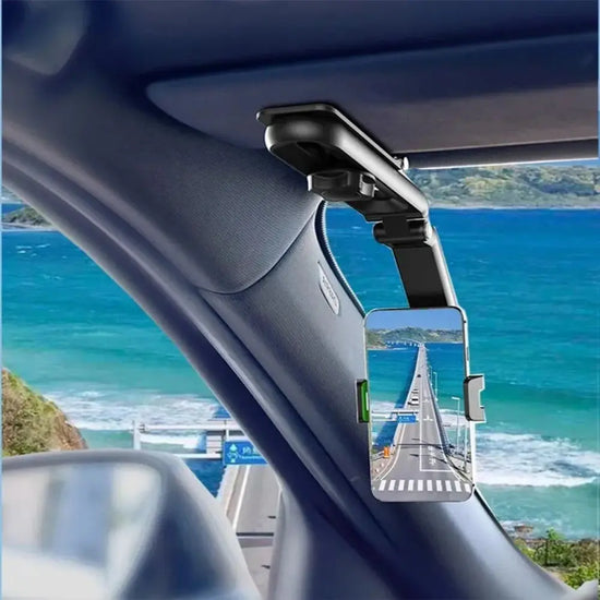 Sun Visor Phone Holder – 360° Rotating Hands-Free Car Mount for Smartphones