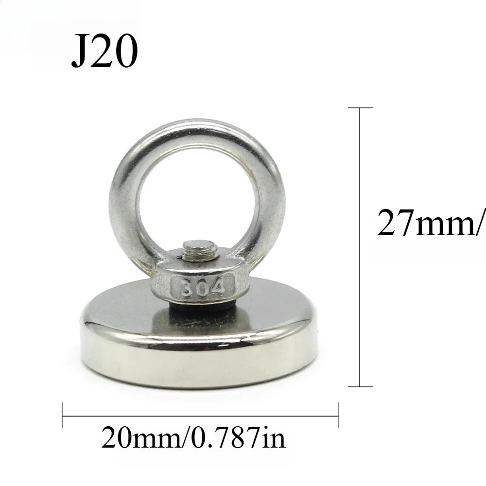 mm Neodymium Fishing Magnet Heavy Duty Rare Earth Magnet with Countersunk Hole Eyebolt Salvage Magnetic