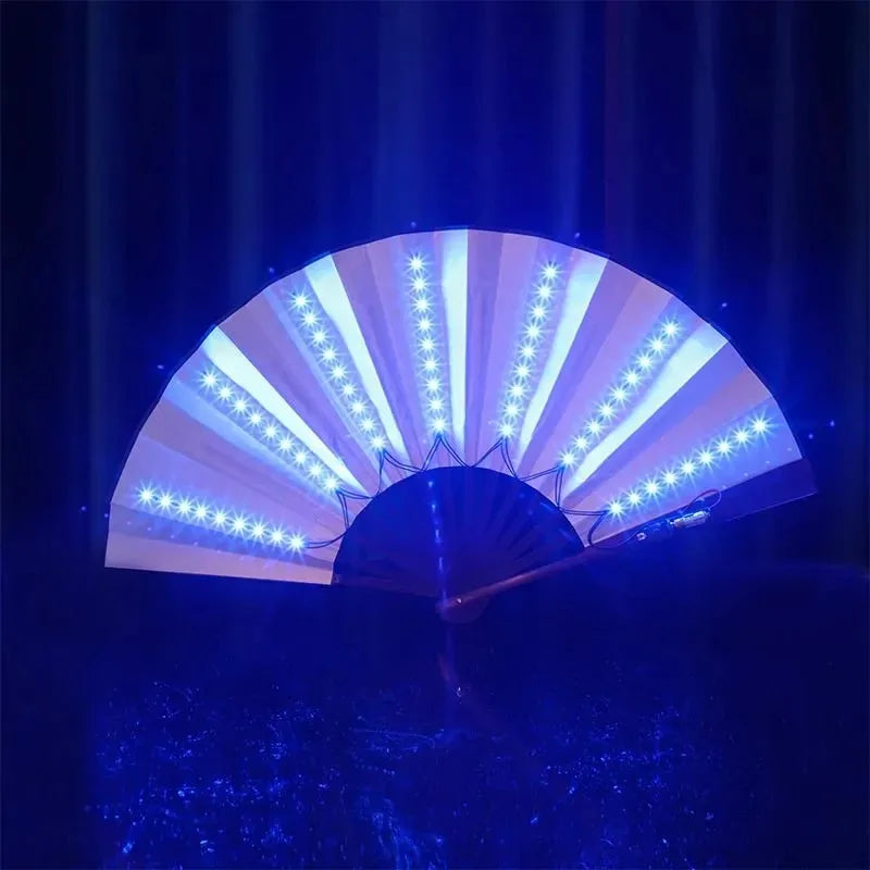 Glow Folding Led Fan Dancing Light Fan Night Show Halloween Christmas Rave Festival Accessories Glow In The Dark Party Supplies - Zecs shopping