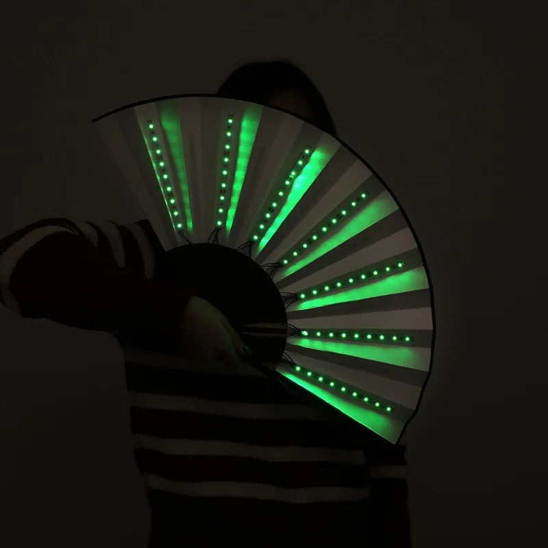 Glow Folding Led Fan Dancing Light Fan Night Show Halloween Christmas Rave Festival Accessories Glow In The Dark Party Supplies - Zecs shopping