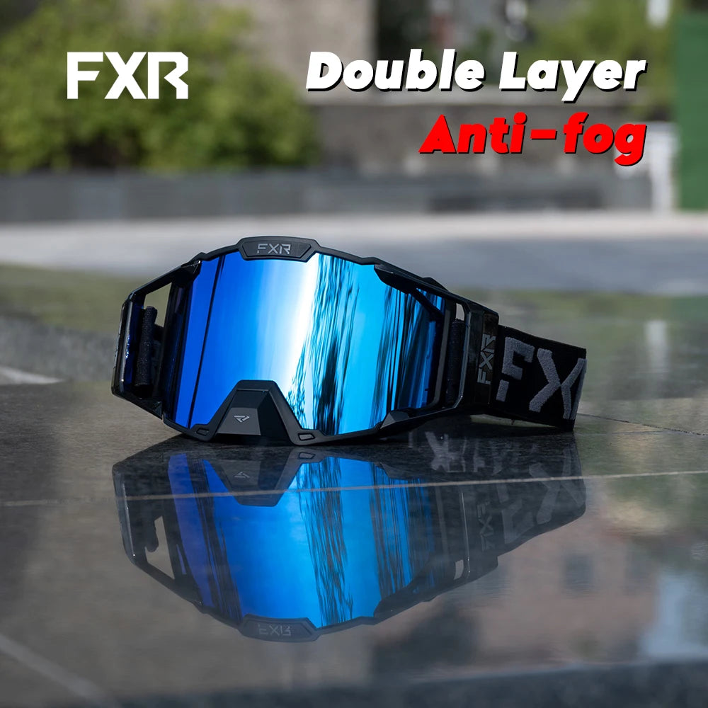 FXR Motorcycle Glasses Double Layer Anti Fog Lens Motocross Goggles Dirt Bike ATV Ski Goggles Moto Outdoor Cycling Sunglasses