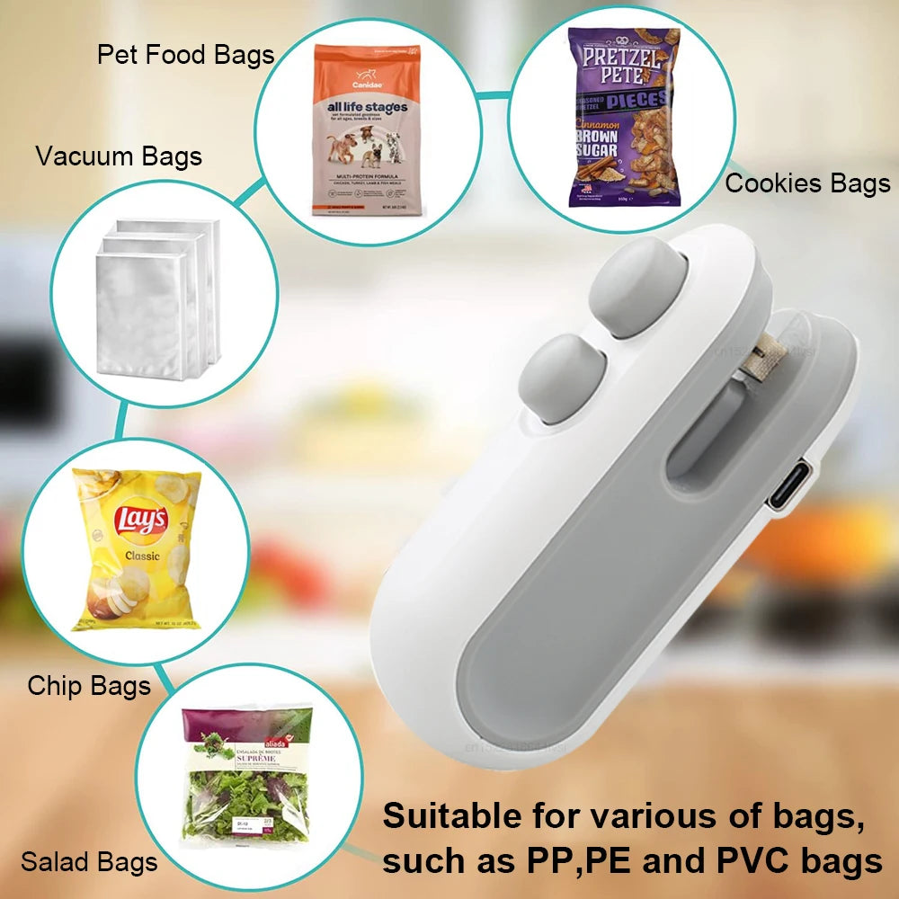 Mini Plastic Bag Sealer Rechargeable in Bag Heat Sealer With Cutter Portable Thermal Sealer Plastic Bags Sealant Machine