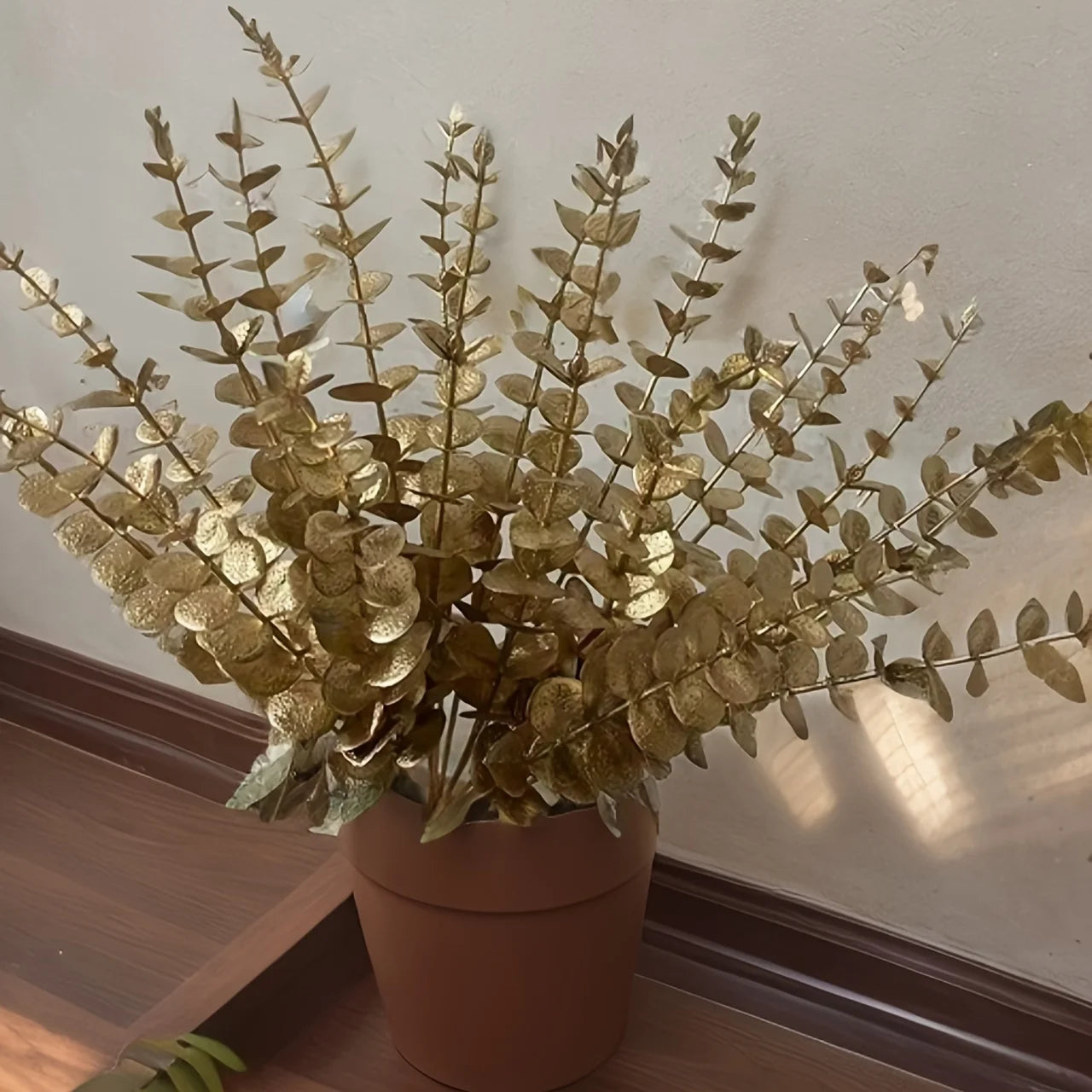 20pcs Golden Eucalyptus Stems, Artificial Eucalyptus Leaves Decor, Eucalyptus Branches Fake Eucalyptus With Fake Leaves - Zecs shopping