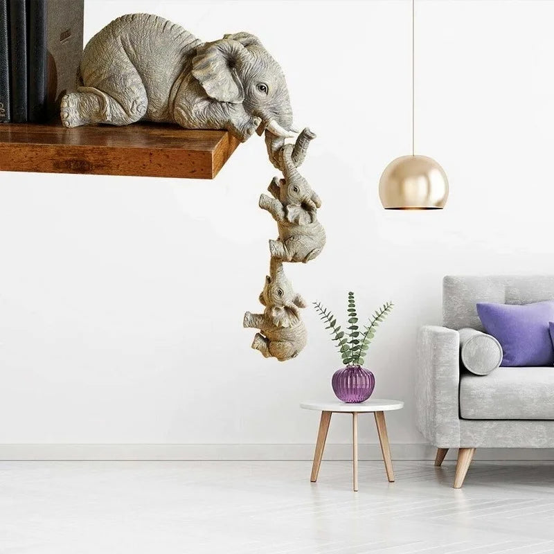 3pcs/set Cute Elephant Figurines Elephant Holding Baby Elephant Resin Crafts Home Furnishing Gift - Zecs shopping