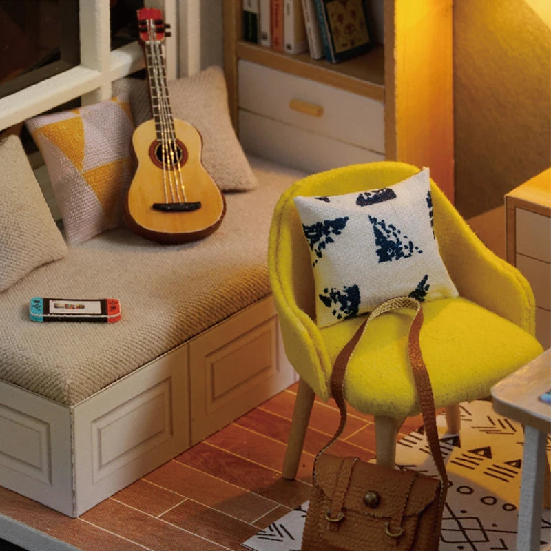 Wooden Miniature Doll House Diy Small House Kit Making Room Toys D Puzzle Assembly Building Model Toys For Birthday Gifts Fun Gift for Kids & Family