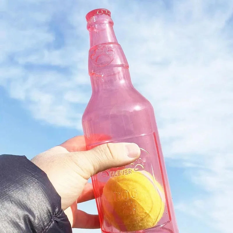 Pet Chew Toy TPR Bite-resistance Beer Bottle with Tennis Ball Toy Puppy Teeth Grinding dog Chewing Squeaky Interactive Toys - Zecs shopping