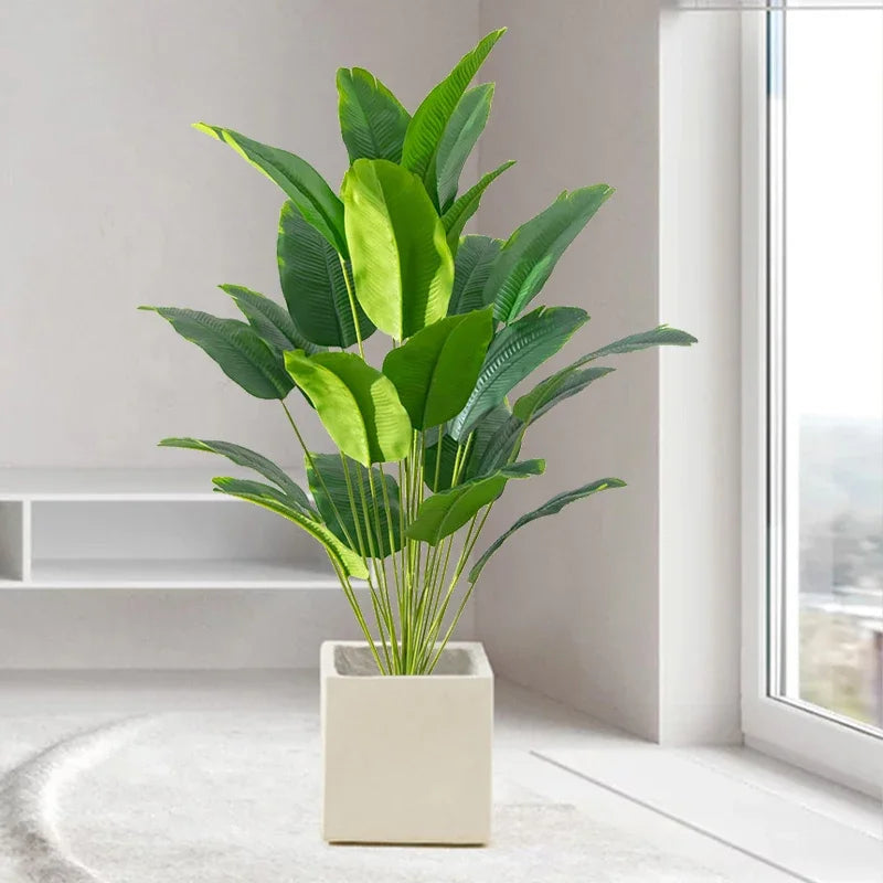 1pc Artificial Plants Large Tropical Palm Tree Fake Banana Plants Leaves Real Touch Plastic Monstera For Home Garden Party Decor - Zecs shopping