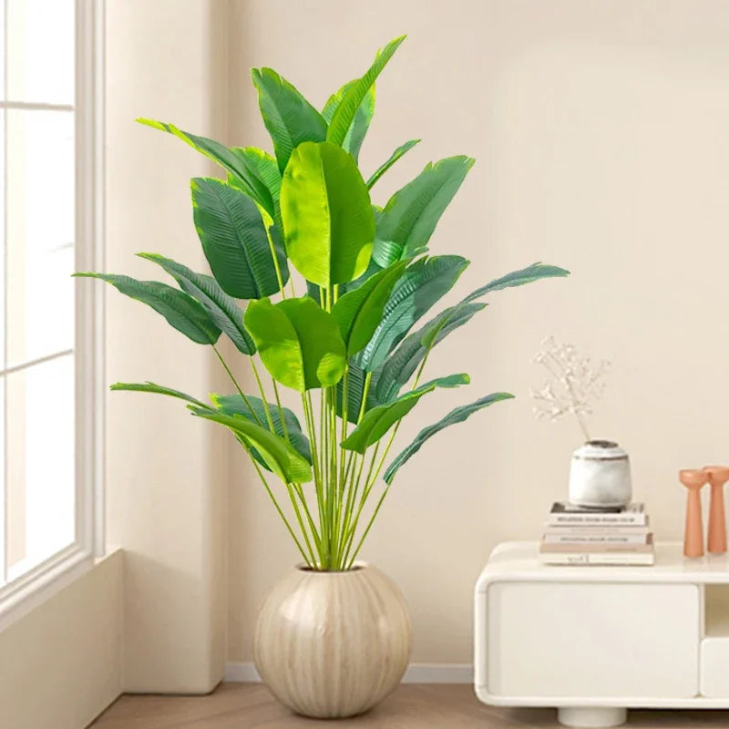 1pc Artificial Plants Large Tropical Palm Tree Fake Banana Plants Leaves Real Touch Plastic Monstera For Home Garden Party Decor - Zecs shopping