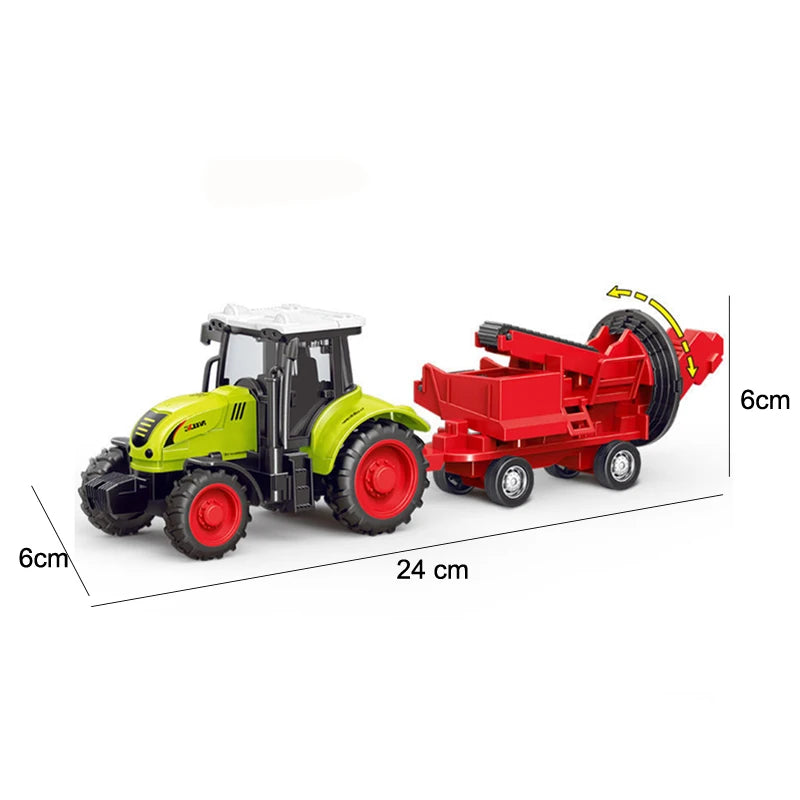Farm Tractor & Pulverizer Toy Inertia Car & Educational Engineering Toy for Kids