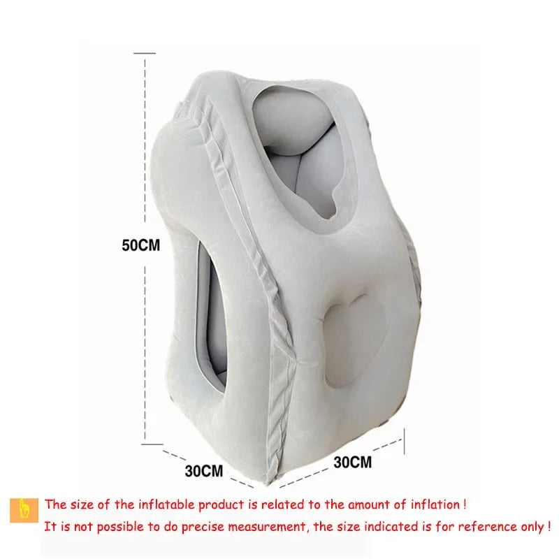 New Pattern Inflatable Travel Pillow Portable Chin Support Neck Pillow for Airplane Car Bus Train Office Nap Rest Support Pillow - Zecs shopping