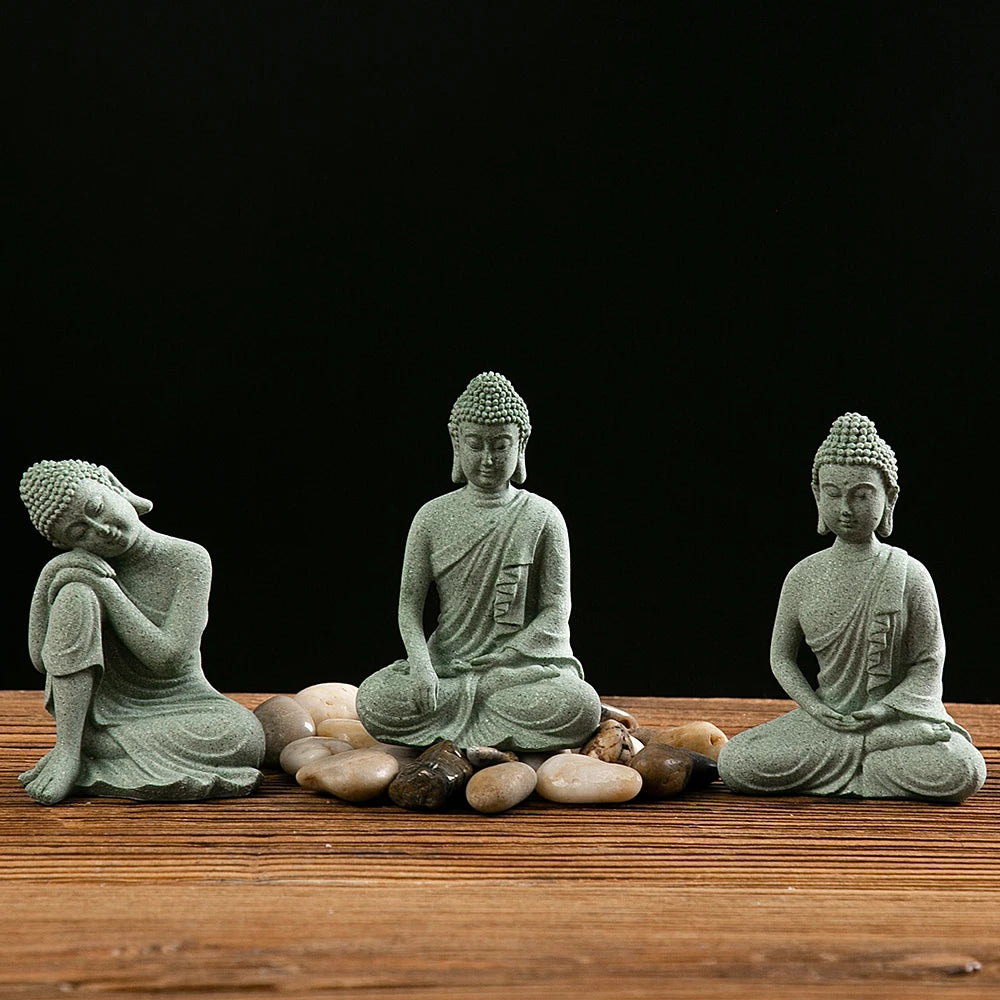 【Small Size】Buddha Statue Fish Tank Decoration Mini Buddhism Figurine Desk Topper Tablescape Decor Home Zen Statue - Zecs shopping