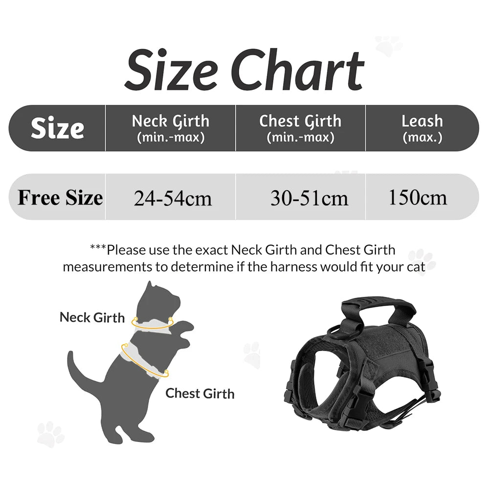 Tactical Cat Harness For Walking Escape Proof Adjustable Pet Vest Harness Soft Mesh With Control Handle For Large Cat Small Dog - Zecs shopping