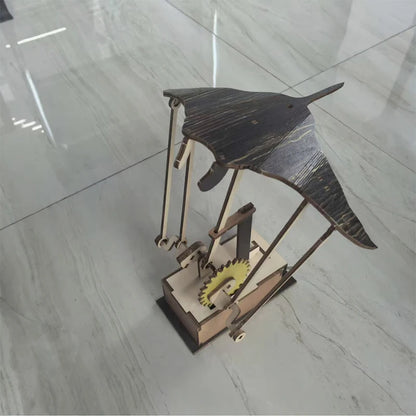 Wooden Manta Ray Automaton – Handcrafted Kinetic Ocean Desk Sculpture