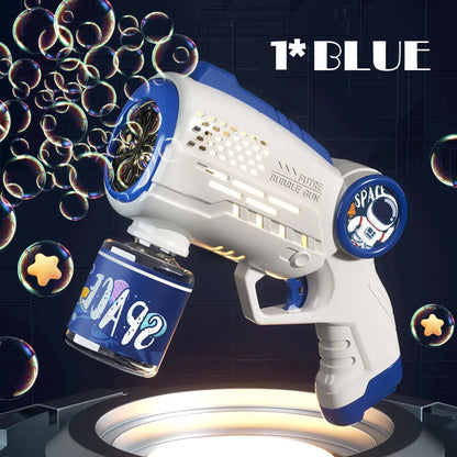 Astronaut Bubble Gun Machine – Electric Automatic Soap Bubble Blaster with Lights