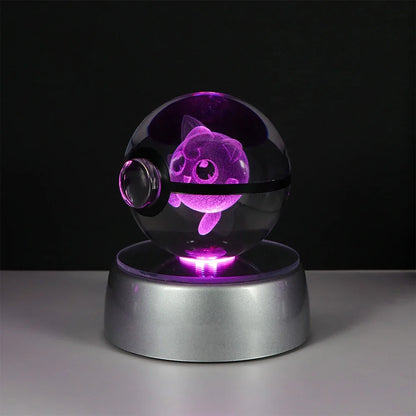 Pokemon 3D Crystal Ball LED Night Light – Pikachu, Gengar, Eevee & Mewtwo Collectible Lamp