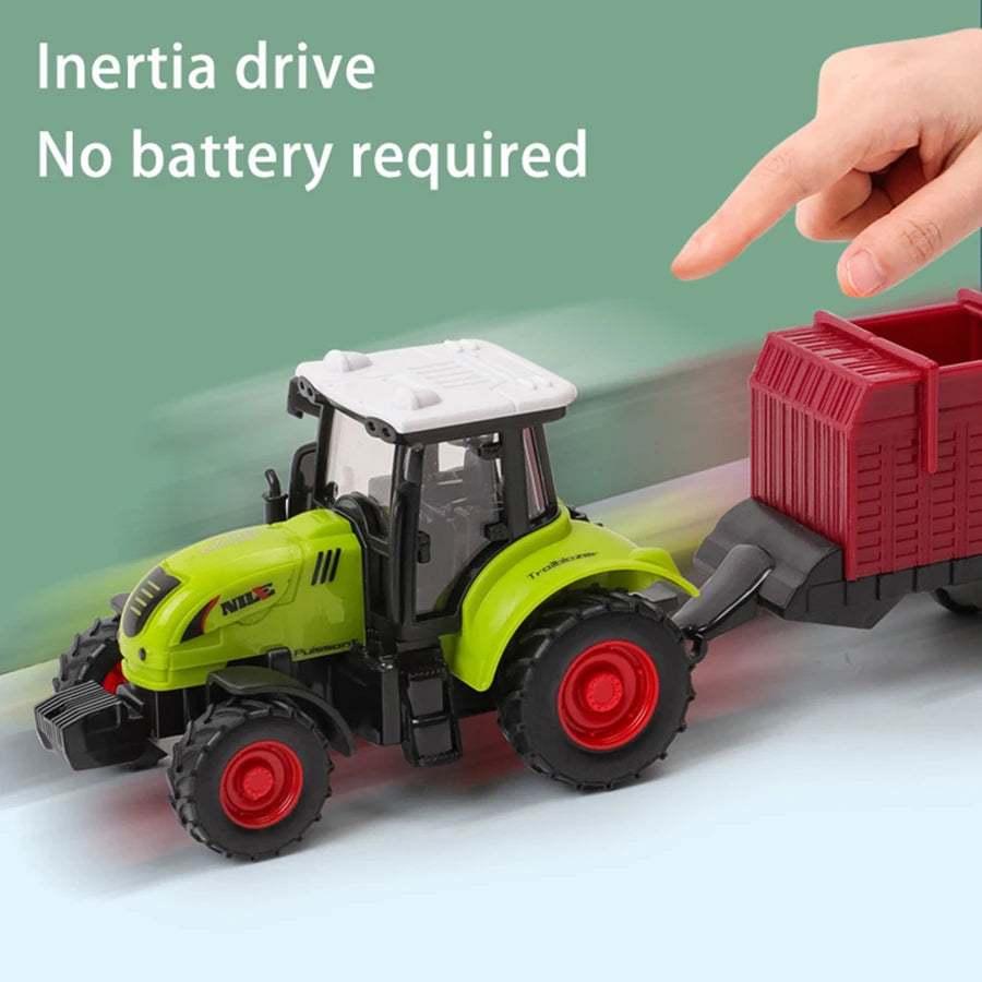 Farm Tractor & Pulverizer Toy Inertia Car & Educational Engineering Toy for Kids