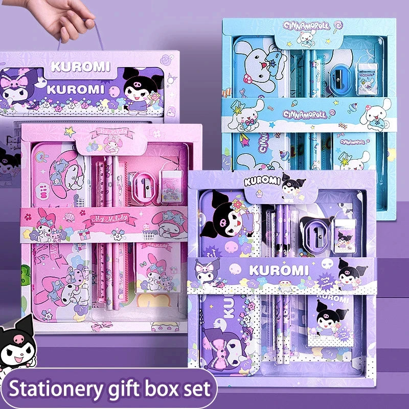 Sanrio Kuromi Melody Cinnamoroll Stationery Gift Box Girls Primary School -Piece School Supplies for Children Kawaii New Hot