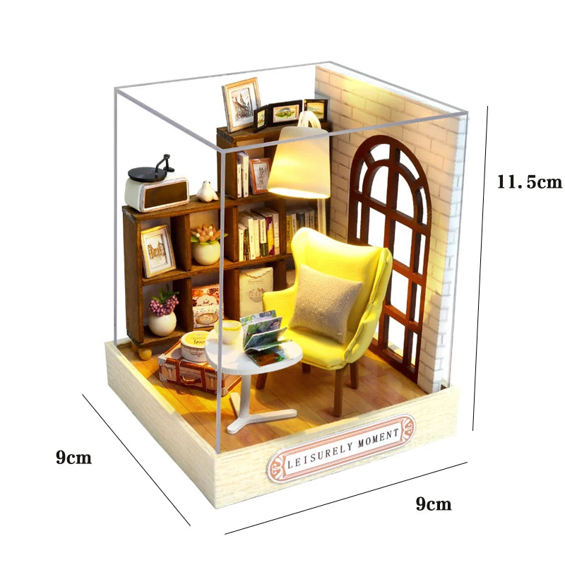 Wooden Miniature Doll House Diy Small House Kit Making Room Toys D Puzzle Assembly Building Model Toys For Birthday Gifts Fun Gift for Kids & Family
