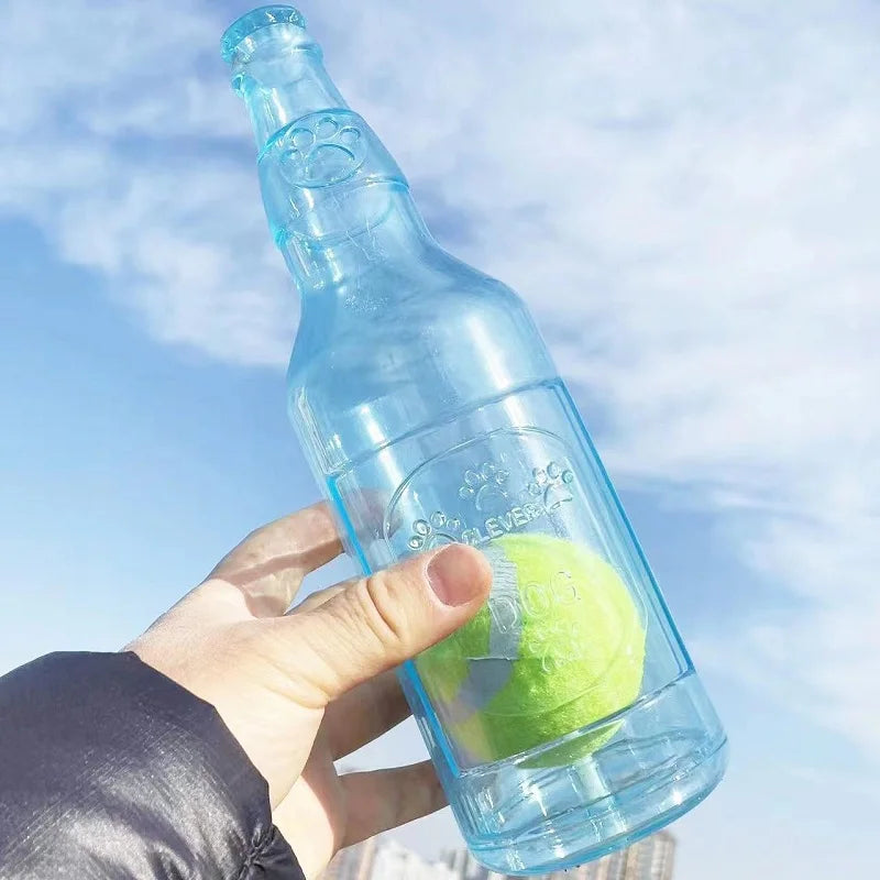 Pet Chew Toy TPR Bite-resistance Beer Bottle with Tennis Ball Toy Puppy Teeth Grinding dog Chewing Squeaky Interactive Toys - Zecs shopping