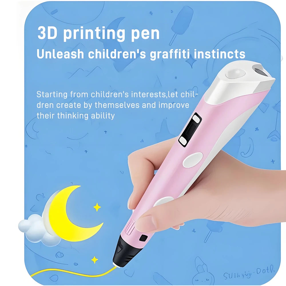 D Pen Drawing Printing Pen With LCD Screen Compatible PLA Filament Toys Safe Paiting for Children DIY Christmas Birthday Gift