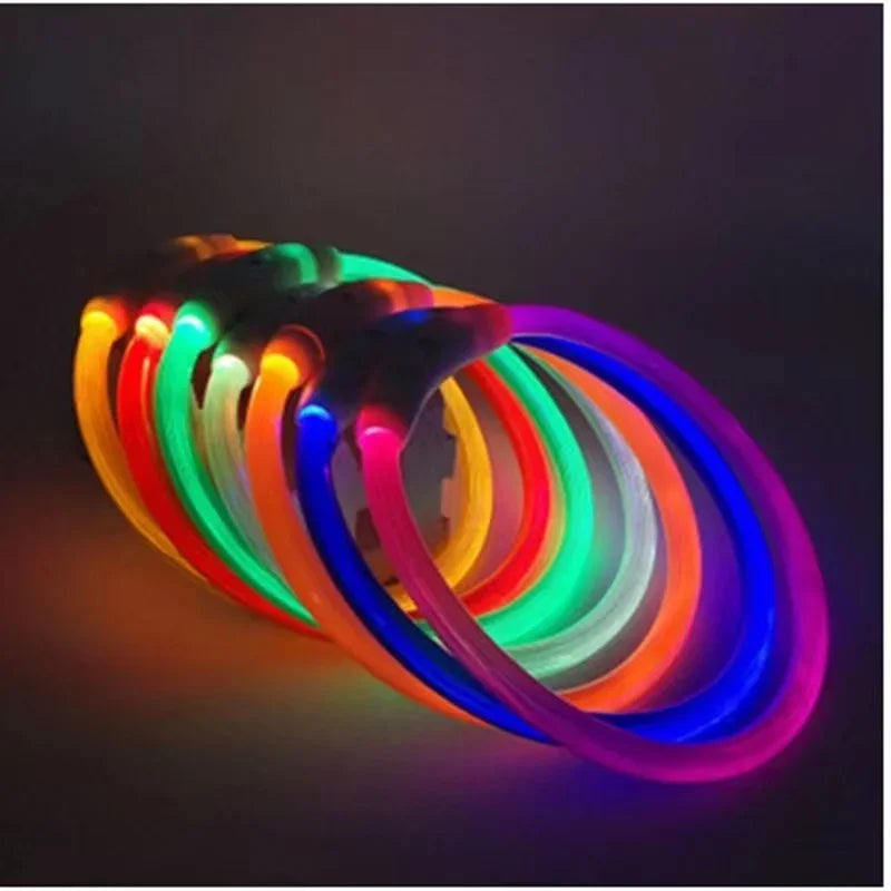40/50/70cm Led dog collar USB rechargeable pet dog glow-in-the dark charging collar Luminous necklace collar safety night light - Zecs shopping