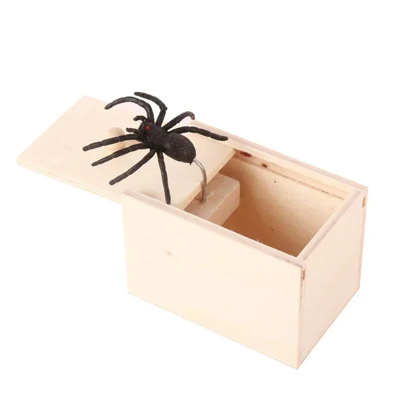 Trick Spider Funny Scare Box Wooden Hidden Box Quality Prank Wooden Scare Box Fun Game Prank Trick Friend Prank Toys Best Gift - Zecs shopping